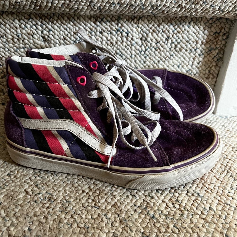 Vans SK-8 Hi Purple and Striped High-Top Sneakers